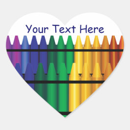 Teacher Crayons Heart Shape Sticker