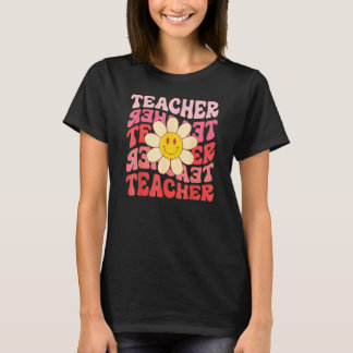 Teacher Daisy Flowers Retro Groovy 70s Valentine's T-Shirt