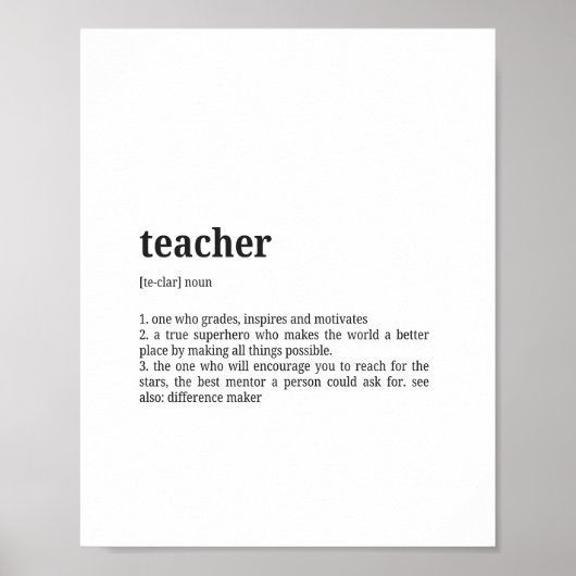 Teacher Definition Dictionary Wall Art Poster (Vorne)