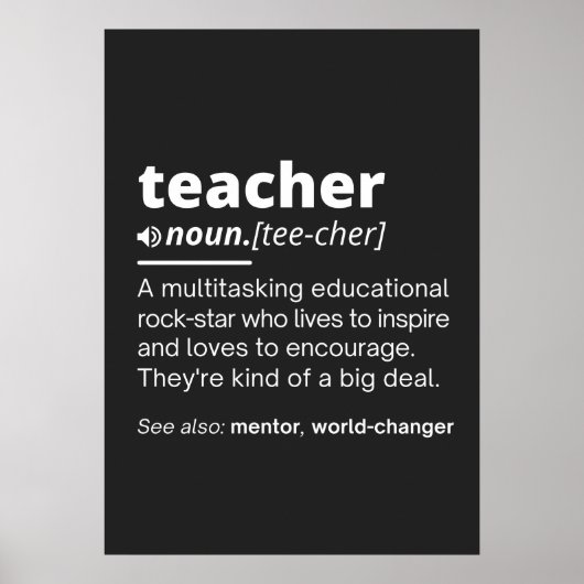 Teacher Definition - Funny Teaching School Teacher Poster (Vorne)