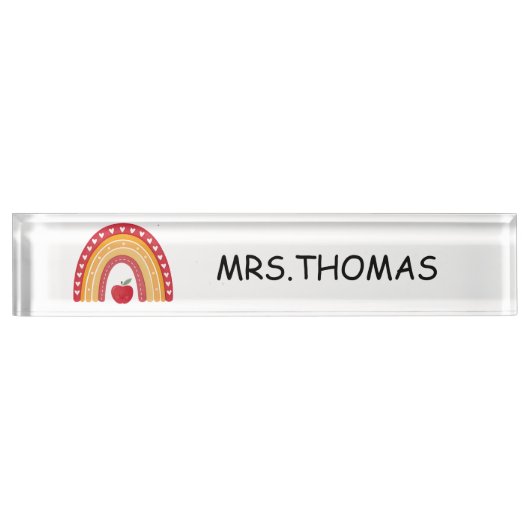 Teacher Desk Nameplate – Rainbow Design Namensplakette (Vorderseite)