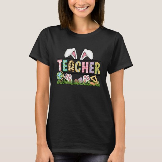 Teacher Easter Day 2023 One Hoppy Teacher Bunny Ea T-Shirt (Vorderseite)