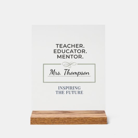 Teacher. Educator. Mentor. Custom Retirement Gift Acrylschild (Vorderseite)