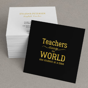 Teacher elegante schwarze Gold Zitat Typografie Sk Quadratische Visitenkarte