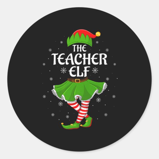 Teacher Elf Christmas Family Girls Women Elf Squad Runder Aufkleber (Vorderseite)