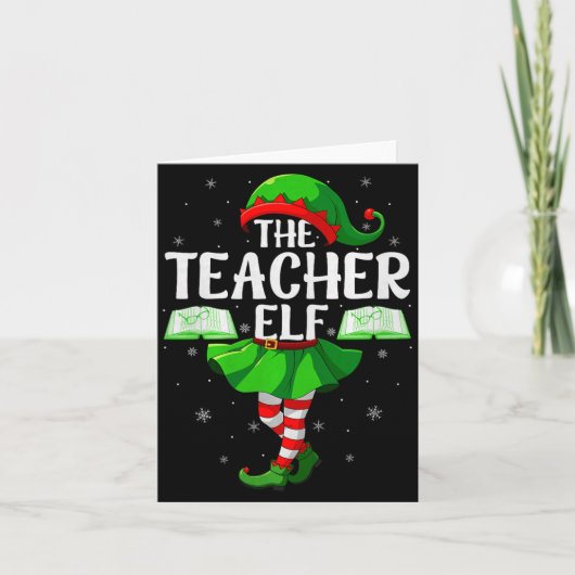 Teacher Elf Christmas Girls Women Elf Squad Xmas F Karte (Vorderseite)
