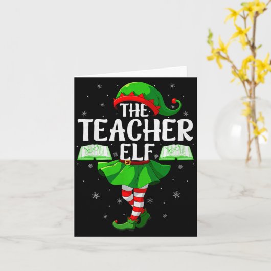 Teacher Elf Christmas Girls Women Elf Squad Xmas F Karte (Gelbe Blume)