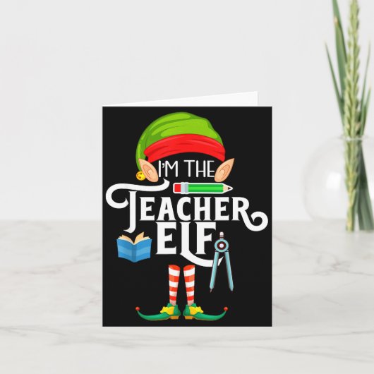 Teacher Elf Family Matching Christmas Karte (Vorderseite)
