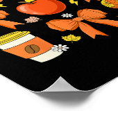 Teacher Fall Shirt Coquette Bow Pumpkin Herbst als Poster (Ecke)