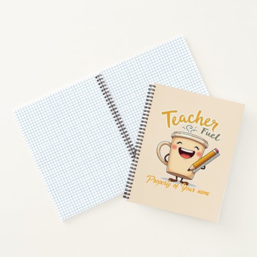 Teacher Fuel Funny Coffee Cup Design Notizblock (Innenseite)