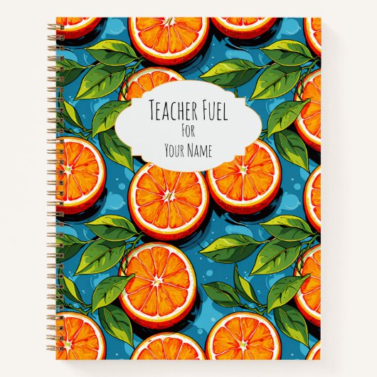 Teacher Fuel Orange – Personalized Notebook Notizblock (Vorderseite)