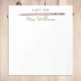 Teacher Geschenk Illustrierten rosa Stift Notizblock