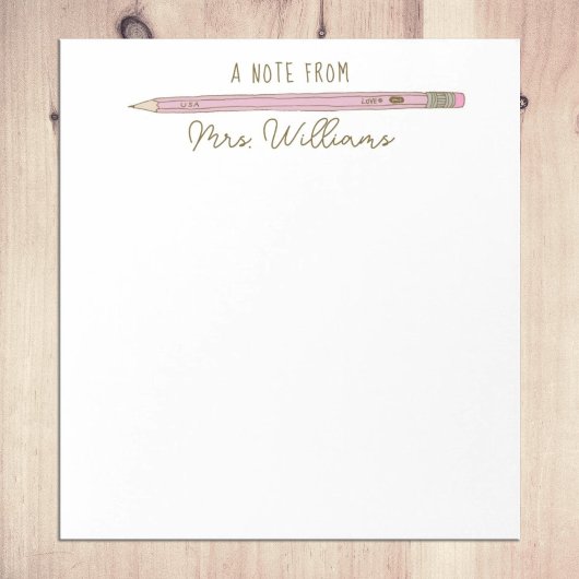 Teacher Geschenk Illustrierten rosa Stift Notizblock