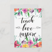 Teacher Geschenk Teach Liebe Inspirierte Zitat Blu (Vorne/Hinten)
