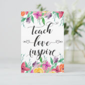Teacher Geschenk Teach Liebe Inspirierte Zitat Blu Dankeskarte (Stehend Vorderseite)