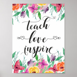 Teacher Geschenk Teach Liebe Inspirierte Zitat Blu Poster