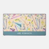 Teacher Geschenk Wasserfarben Muster Personalisier Schreibtischunterlage (Vorderseite)