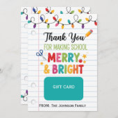 Teacher Gift Card Holder Merry & Bright Christmas Einladung (Vorne/Hinten)