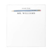 Teacher Gift Custom Illustriert Blue Stift Editor Notizblock (Vorderseite)