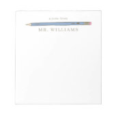 Teacher Gift Custom Illustriert Blue Stift Editor Notizblock (Vorderseite)