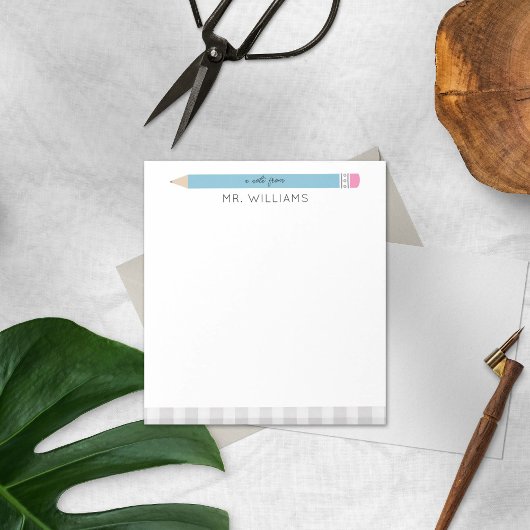 Teacher Gift Custom Illustriert Blue Stift Notizblock