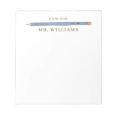 Teacher Gift Custom Illustriert Blue Stift Notizblock (Vorderseite)