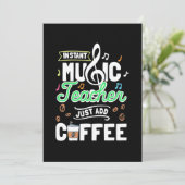 Teacher Gift Instant Music Teacher einfach Kaffee  Einladung (Stehend Vorderseite)