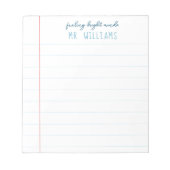 Teacher Gift Preppy Lined Paper Notepad Notizblock (Vorderseite)