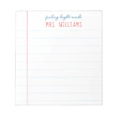 Teacher Gift Preppy Lined Paper Notepad Notizblock (Vorderseite)