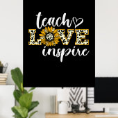 Teacher Gift Teach Liebe Inspirierte Leopard Poster (Heimbüro)