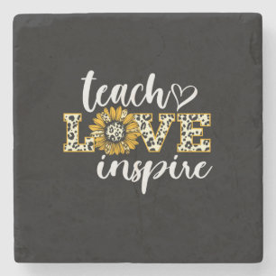 Teacher Gift Teach Liebe Inspirierte Leopard Steinuntersetzer