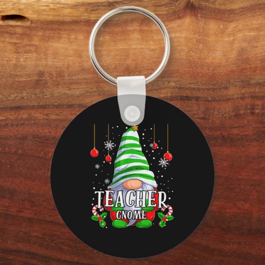 Teacher Gnome Christmas Pajamas Matching Family Gr Schlüsselanhänger (Vorderseite)