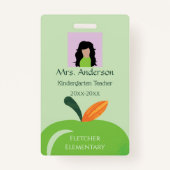 Teacher Green Apple Foto ID Abzeichen Ausweis (Vorderseite)