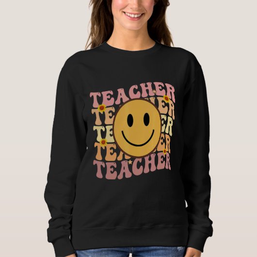 Teacher Groovy Retro Hippie 3 Sweatshirt (Vorderseite)
