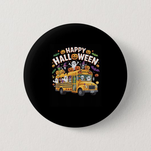 Teacher Halloween School Bus Driver Cute Ghost Wit Button (Vorderseite)