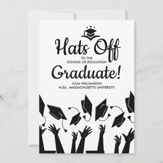 Teacher Hats Off Grad Foto Party Einladung (Vorderseite)