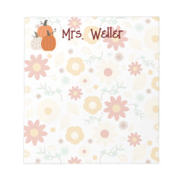 Teacher Hauptgeschenk Fall Floral & Kürbis Notizblock