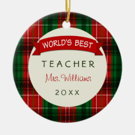 Teacher Holiday Karierte Geschenkschmuck Keramikornament