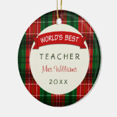 Teacher Holiday Karierte Geschenkschmuck Keramikornament (Links)