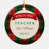 Teacher Holiday Karierte Geschenkschmuck Keramikornament (Hinten)