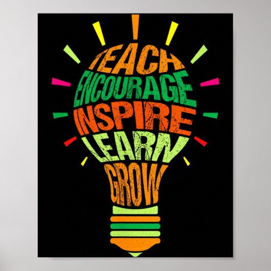 Teacher Insrational Definition Colorful Lightbulb  Poster (Vorne)