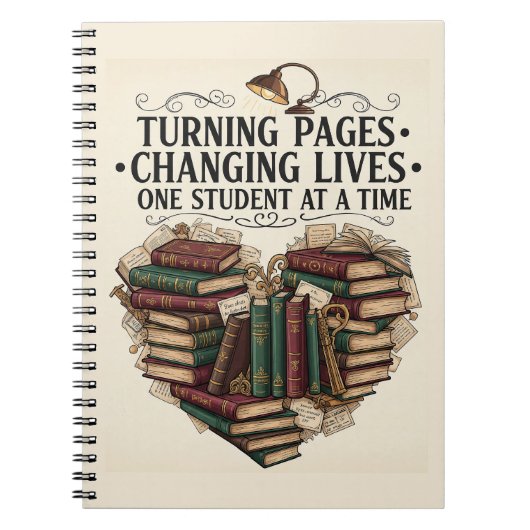 Teacher Journal Notebook | Turning Pages Heart Notizblock (Vorderseite)