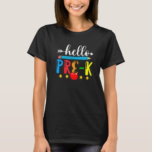 Teacher Kids Hello Pre K Back To School T-Shirt (Vorderseite)