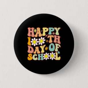 Teacher Kids Retro Groovy 100 Tage Glücklicher 100 Button