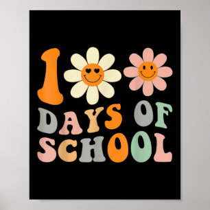 Teacher Kids Retro Groovy 100 Tage Glücklicher 100 Poster