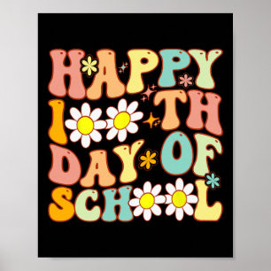 Teacher Kids Retro Groovy 100 Tage Glücklicher 100 Poster