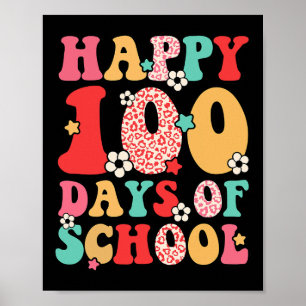 Teacher Kids Retro Groovy 100 Tage Glücklicher 100 Poster