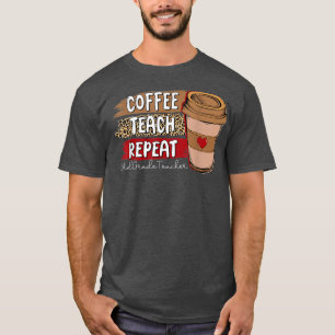 Teacher Leopard Coff Wiederholung des Kaffeetraini T-Shirt