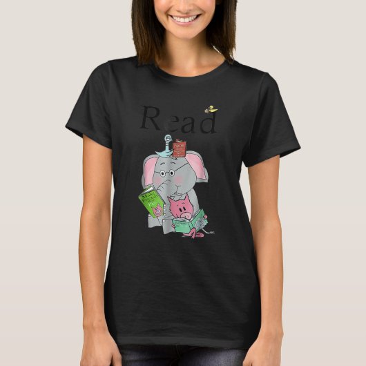 Teacher Library Read Book Club Cute Elephant Read T-Shirt (Vorderseite)