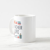 Teacher Life Modern Typography Design Kaffeetasse (Vorderseite Links)